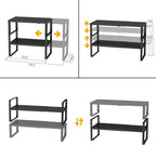Expandable,Stackable Spice Rack,Seasoning Organizer and Storage,Spices Jar Racks for Cabinet,Countertop, Metal Pantry, Cupboard,Laundry Storages,Heavy Duty(2 Packs/Large/Black)