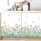 Set of 28x20 Inch Size Hello Spring Summer Window Cling Sticker Tulip, Flower and Butterfly Window Stickers, Spring and Summer Decor, Home, Shop, Party Window Glass Display Stickers (Floral)