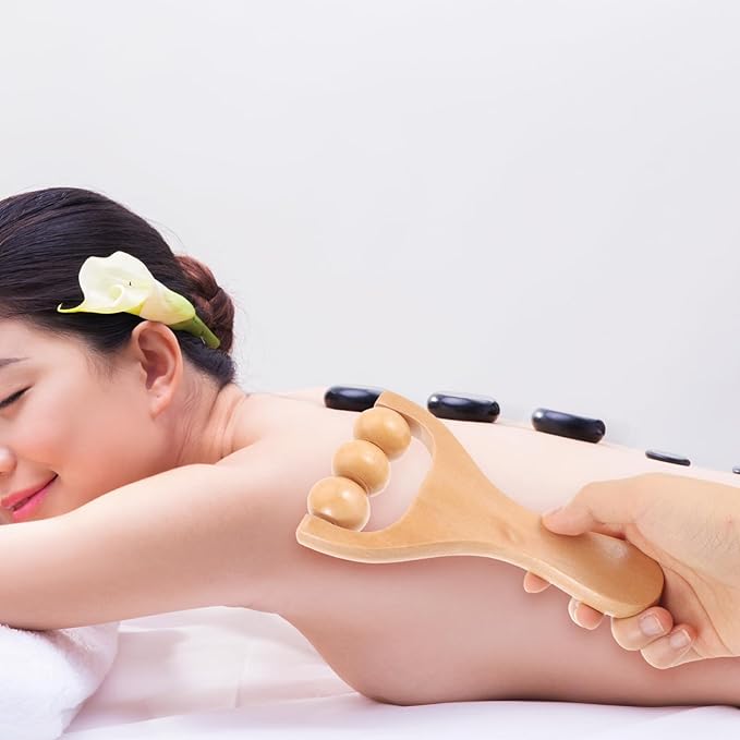 2pcs Wooden Massage Rollers Trigger Point Roller Muscle Relaxation Bead Massage Tools for Neck Back Leg Foot Arm