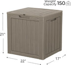 35 Gallon Resin Deck Box, Waterproof Outdoor Storage Bin for Patio, Poolside, and Garden, Lockable & UV-Resistant,Grey