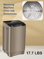 Full Automatic Washing Machine with LED Display, 17.7 lbs Portable Washer Drain Pump, 10 Programs & 8 Water Levels Selections, Ideal for RV, Camping, Apartment, Dorm, Gold