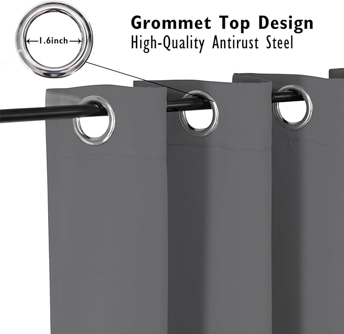 ChrisDowa Blackout Curtains 120 inches Long for Bedroom - 2 Panels Set Grommet Thermal Insulated Room Darkening Curtains for Living Room (Grey, 52 x 120 Inch)