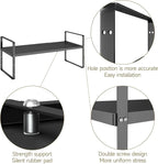 16.5~27.1" Expandable Shelf Organizer, 1Pack 10.2" Wide Stackable Cabinet Shelf Organizers, Black Metal Sturdy Kitchen Counter Storage for Countertop, Adjustable Height Spice Rack