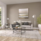 Henn&Hart 20" Wide Round Side Table with Glass Shelf in Blackened Bronze, Table for Living Room, Bedroom