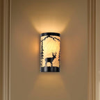 Wall Sconce Light,Deer Metal Yellow Parchment Farmhouse Wall Sconce,Rustic E26 Base Wall Mount Lamp,Vintage Matte Black Bedroom Wall Lights,Indoor Wall Lamps for Living Room,Hallway,Porch