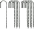 Rebar-Stakes-12-Inch, Ground Stakes Heavy Duty J-Hook Galvanized Anti-Rust Heavy Duty Ground Anchors for Garden Dog Fence Chicken Coop Christmas Decorations Deer Fence 10pcs