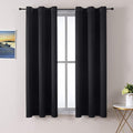 ChrisDowa Blackout Curtains 48 inches Long for Bedroom - 2 Panels Set Grommet Thermal Insulated Room Darkening Curtains for Living Room (Black, 42 x 48 Inch)