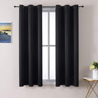 ChrisDowa Grommet Blackout Curtains for Bedroom and Living Room - 2 Panels Set Thermal Insulated Room Darkening Curtains (Black, 38W x 54L)