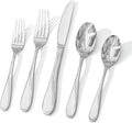 HIKAA Wave Design Silverware Set Service for 6, 30-Piece Artistic Stainless Steel Flatware Set with Fibonacci Pattern, Heavy Duty Mirror Polished Cutlery Set