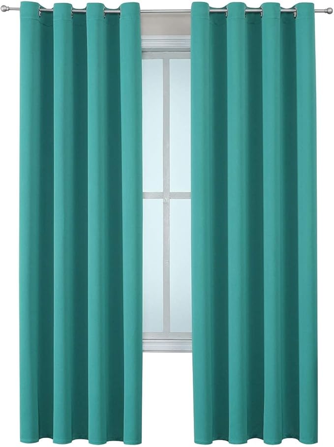 ChrisDowa Grommet Room Darkening Curtains for Bedroom and Living Room - 2 Panels Set Thermal Insulated Blackout Curtains (Teal, 52W x 72L)