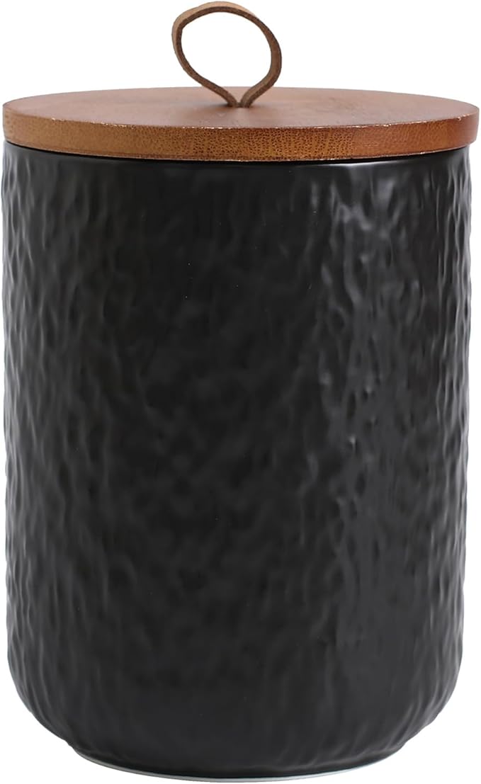 Kitchen Canisters for Countertop, Ceramic Coffee Canisters with Airtight Lids Food Storage Jars Sugar Container for Kitchen Counter Tea, Coffee Beans, Spice (#001Black-44oz/1300ml)