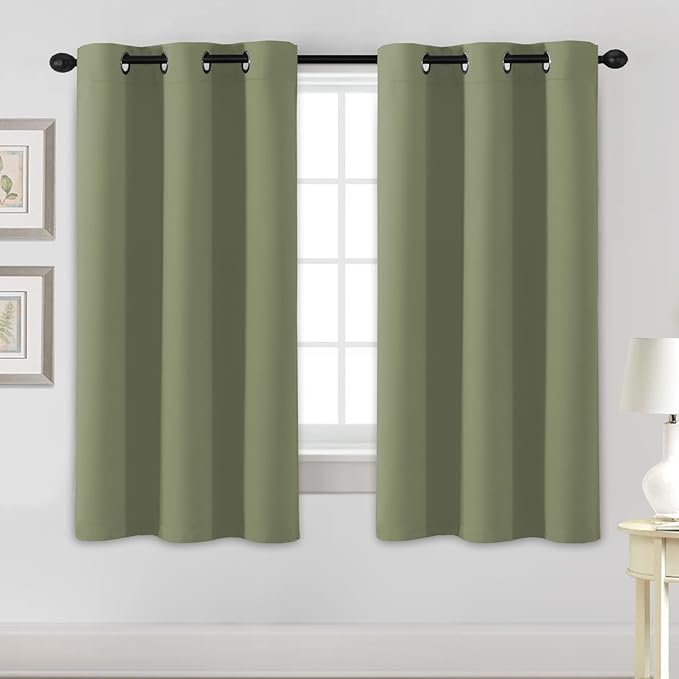 H.VERSAILTEX Blackout Curtains for Bedroom Thermal Insulated Room Darkening Living Room Curtains 63 Inch Long Grommet Privacy Protection Window Curtain Panels/Drapes for Nursery, 2 Panels, Sage