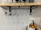 14-Inch Black Wine Glass Rack, Under Cabinet Wine Glass Holder, Stemware Rack, Hanging Stemware Holder, Set of 2