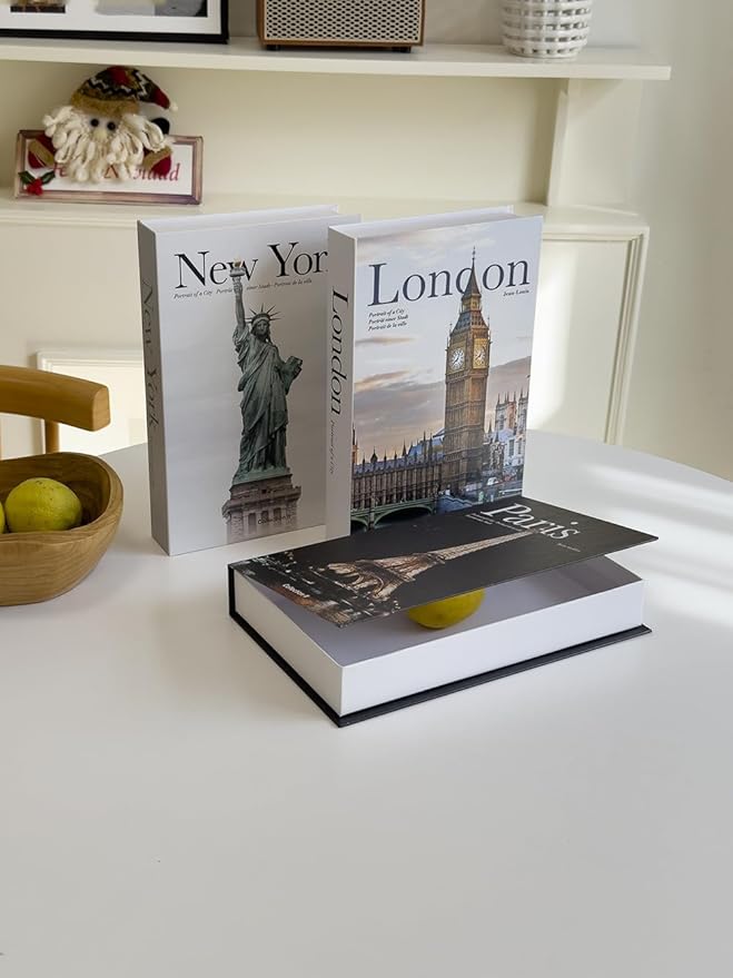Decorative Storage Book Box – Hidden Storage for Remote Controls, Keys, and Small Items – Elegant Home Decor for Living Room, Bedroom, Coffee Table – Modern Style Faux Book Organizer (London)