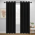 Easy-Going Blackout Curtains for Bedroom, Solid Thermal Insulated Grommet and Noise Reduction Window Drapes, Room Darkening Curtains for Living Room, 2 Panels (52x84 in,Black)