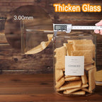 Set of 2 Large Glass Flour and Sugar Containers - 100 Fl oz Thicken Glass Storage Jars with Airtight Bamboo Lid and 132 Kitchen Pantry Labels - Big Clear Rice Containers Farmhouse