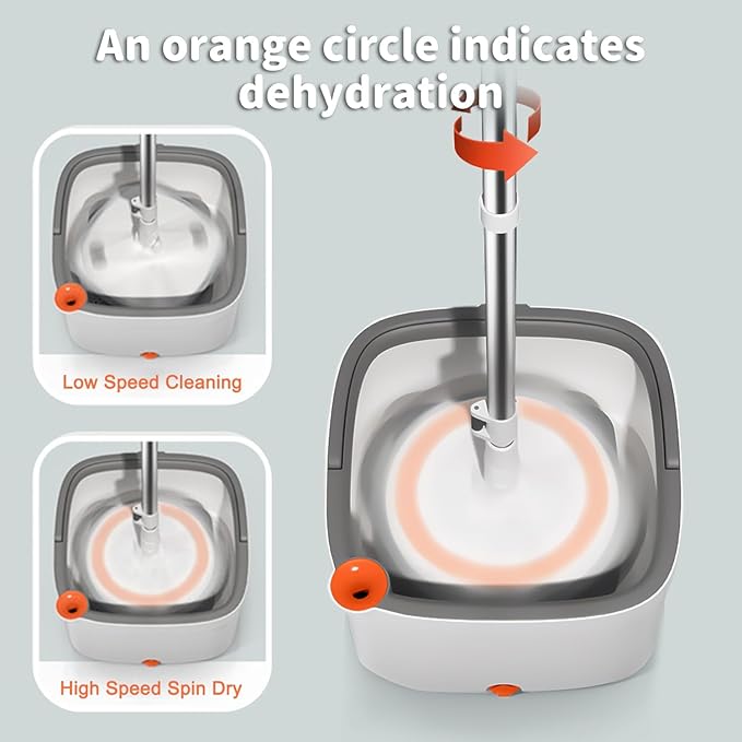 KZKR Spin Mop and Bucket Set with Self Separation Dirty and Clean Water System, Self Wringing 360° Rotating Square Mop Head for Home Floors Cleaning (1.0 Mop and Bucket Set (10 Pads))