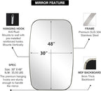ANDY STAR Brushed Nickel Mirror, 30x48’’ Brushed Nickel Bathroom Oval Mirror with Stainless Steel Metal Frame, Silver Oblong Mirrors Wall Mounted for Bedroom, Living Room Decor