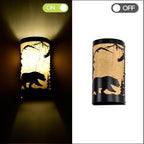 Black Wall Sconces Set of Two,Bear Metal Yellow Parchment Rustic Wall Sconces,Farmhouse Hallway Wall Light Fixtures,Industrial Wall Mount Lamp,Indoor Wall Lamps for Living Room,Bedroom,Porch