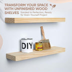 Homeforia 24 inch Natural Floating Shelf, High End Solid Real Wood 24inch Small Floating Shelves for Wall Mounted, Natural Wooden Floating Shelves, Heavy Duty Bracket, 24 X 6.5 X 1.75 in, Set of 2