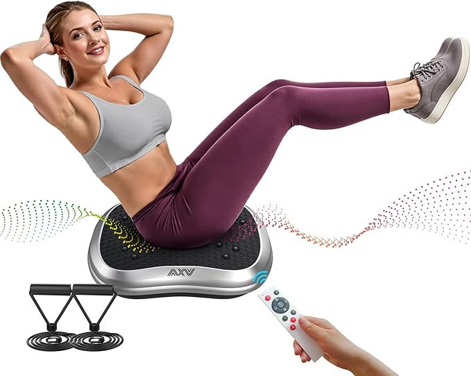 AXV Vibration Plate Exercise Machine Whole Body Workout Portable Mini Vibrate Fitness Platform Lymphatic Drainage Machine for Weight Loss Shaping Toning Wellness Home Gyms Workout (Mini)