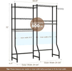 Over Washer and Dryer Shelves,Heavy Duty Laundry Room Storage Organization Clothes Drying Rack,5 Tier Adjustable Height Wire Shelving and Wire Basket with Hanger Rod&Hook,Space Saving Shelf