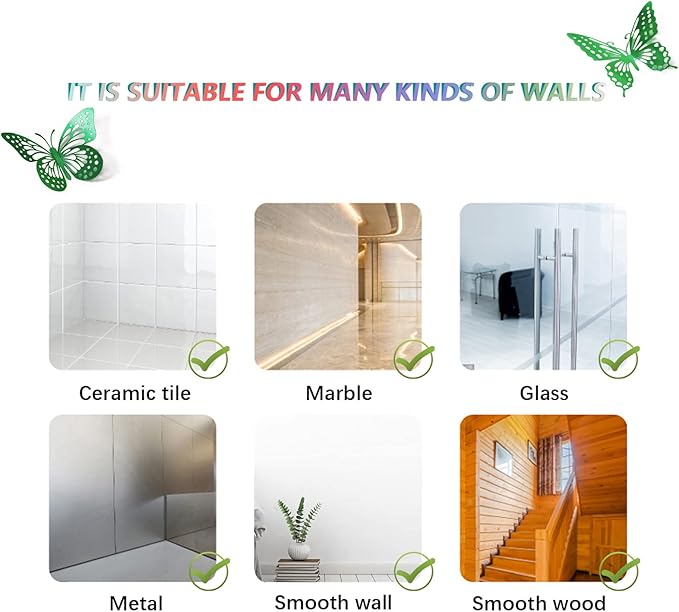 SAOROPEB 3D Butterfly Wall Decor - 48 Pcs, 4 Styles, 3 Sizes, Removable Stickers for Birthdays & Parties