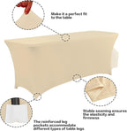 IVAPUPU 4FT Table Cloth for Rectangular Fitted Events Stretch Champagne Table Covers Washable Cover Spandex Tablecloth Protector for Party, Wedding, Cocktail, Banquet, Festival
