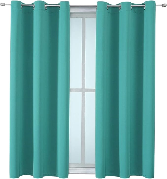 ChrisDowa Grommet Room Darkening Curtains for Bedroom and Living Room - 2 Panels Set Thermal Insulated Blackout Curtains (Teal, 38W x 45L)