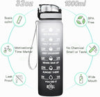 Enerbone Water Bottle, Leakproof BPA & Toxic Free, Motivational Water Bottle with Times to Drink and Straw, Fitness Sports Water Bottle with Strap for Office, Gym, Outdoor Sports