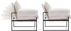YISHENG Accent Chair with 6-Angle Adjustable Backrest, Chenille Fabric Living Room Chair Upholstered Lounge Chair, Modern Chair Cozy Reclining Chair for Reading Room, Set of 2 White