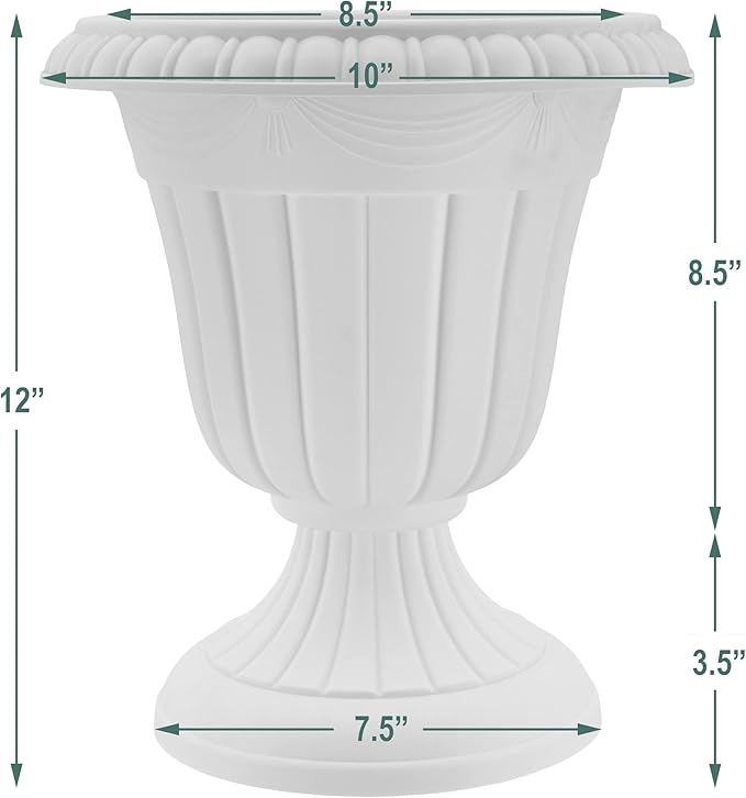 PL00TP Classic Traditional Plastic Urn Planter Indoor/Outdoor, 16" x 18", Taupe