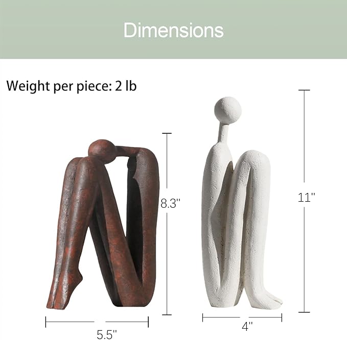 Decorative Bookends for Heavy Books, Thinker Statue Book Holders for Shelves & Office Desk, Abstract Decor Aesthetic Book Ends Stoppers, Modern Bookshelf Decoration