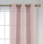 MIUCO Semi Sheer Curtains Poly Linen Textured Solid Grommet Curtains 63 Inches Long for Living Room 2 Panels (2 x 37 Wide x 63" Long) Pink