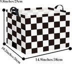 HIYAGON Rectangular Car Basket for Boys Checkered Basket Kids Baby Storage Bin Toy Organizer Box Car Room Decor(Racing Flag)