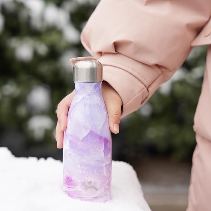 Insulated Water Bottles,17 oz Double Wall Stainless Steel Vacumm Metal Flask for Sports Travel,Marble Dawn