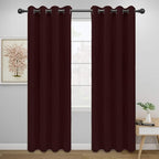 Easy-Going Blackout Curtains for Bedroom, Solid Thermal Insulated Grommet and Noise Reduction Window Drapes, Room Darkening Curtains for Living Room, 2 Panels (52x84 in,Wine)