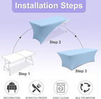 ABCCANOPY 6 FT Spandex Table Cover Stretch Fitted Wrinkle Resistant Tablecloth Reuse for Rectangular Folding Table Patry Event Wedding Banquet Protector Sky Blue