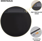 24 Inch Round Bathroom Mirror - Wall Mounted Circle Mirror with Metal Frame, Modern Mirror Suitable for Bathroom, Vanity, Entryway, Living Room, Wall Decor,Gold