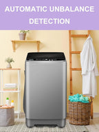 Full-Automatic Washing Machine 25 lbs Portable Washer 10 Wash Program & 8 Water Level with LED Display，Drain Pump, Ideal for Apartments, RV, Camping, Grey