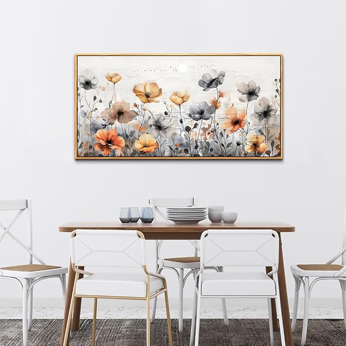 ZUITINGHUA Wood Framed Canvas Wall Art For Living Room Large Wall Decor For Office Bedroom Decorations Flowers Landscape Pictures Farmhouse Paintings Artwork Aesthetic Mural Home Decor 30x60 In