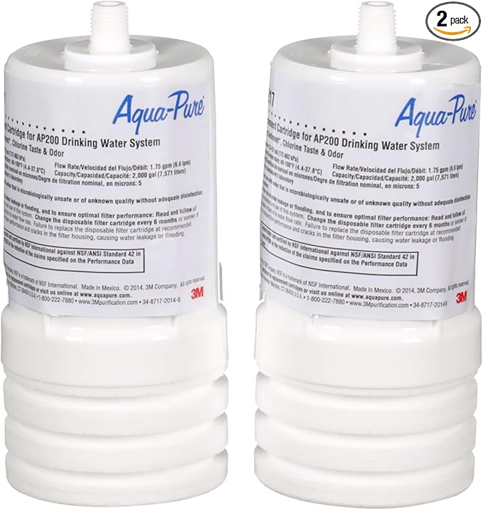 3M Aqua-Pure Under Sink Replacement Water Filter Cartridge AP217, for use in AP200 System (2-pack)