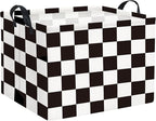 HIYAGON Rectangular Car Basket for Boys Checkered Basket Kids Baby Storage Bin Toy Organizer Box Car Room Decor(Racing Flag)