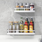 Spice Rack Organizer, SUS304 Stainless steel Wall Mount Spice Rack Storage Basket - Seasoning Container, Kitchen Spice Organizer -Kitchen Seasoning Hanging Rack - Bathroom Shelf (Silver)