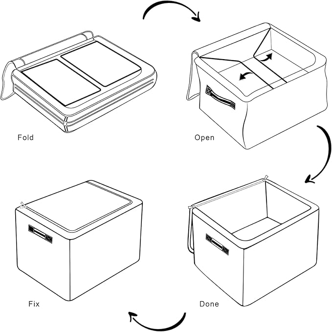 Rectangular Storage Baskets for Shelves - Waterproof Foldable Laundry Basket, Nursery Hamper, Reusable Toy Bin for Organizing Toys, Books, Clothes, Closet 14"x10.2" x10.4" (Little Bear)