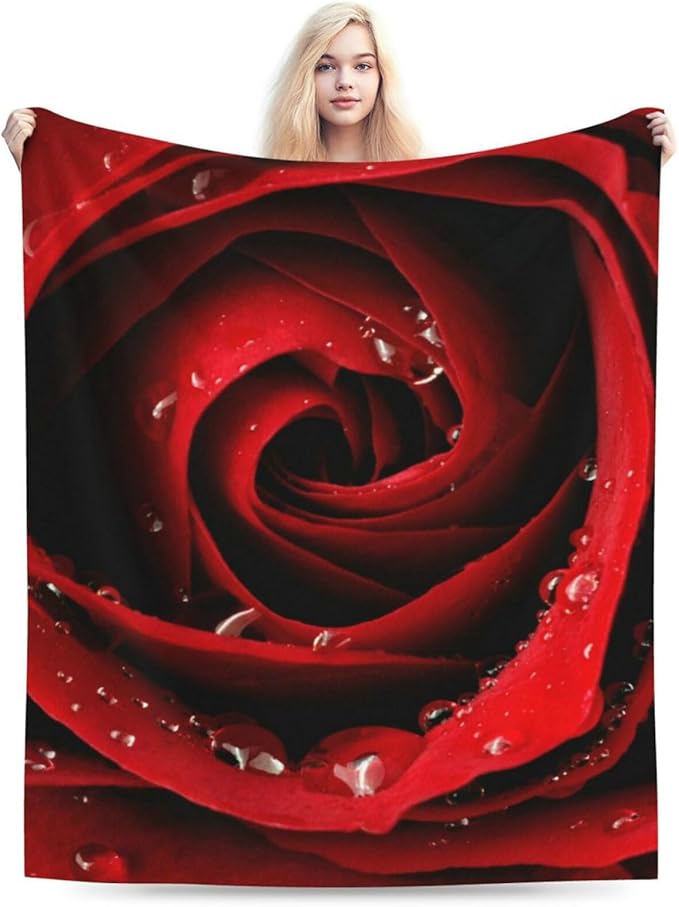 HGOD DESIGNS Red Rose Throw Blanket Ultra Soft Warm All Season Rose Decorative Fleece Blankets for Bed Chair Car Sofa Couch Bedroom 40"X50"