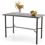 PHI VILLA Outdoor Patio Bar Table for 4-6, Counter Height Rectangle Bar Table with All Weather Metal Steel Frame Black for Outside, Yard, Garden and Deck