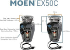 Moen Gray EX Series Prep Series 1/2 Horsepower Garbage Disposal, EX50C