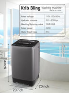 17.7 lbs Full-Automatic Washing Machine with LED Display, Portable Compact Laundry Washer with Drain Pump, 10 Wash Programs 8 Water Levels, Grey