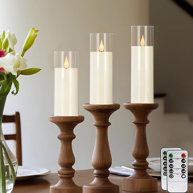 24-Pack Acrylic LED Flameless Pillar Candles with Remote & Timer, Battery Powered - Perfect for Indoor/Outdoor Decor,Wedding,BBQ and Gift - Easily Create a Magical Atmosphere.